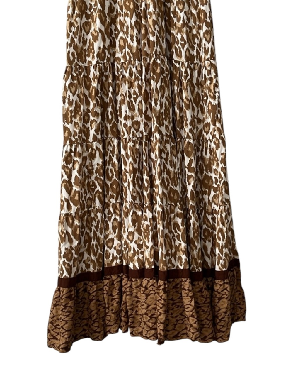 Soft‎ Surroundings Kara Tiered Maxi Dress Brown Leopard  Print Size Medium - Picture 12 of 16